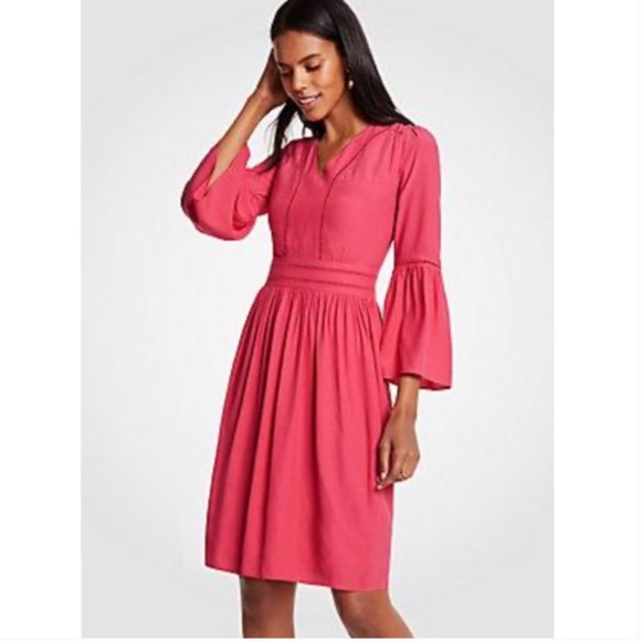 Ann Taylor Dresses & Skirts - Ann Taylor Pink Flared Sleeve Midi Dress NWT